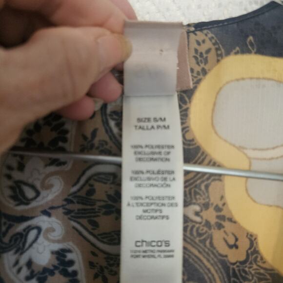 Chicos Small Medium Floral Sheer Coverup Shawl Fringe Festival Colorful Flowy - Picture 7 of 10